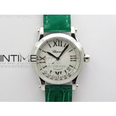 YY공장 해피스포츠 36미리 화이트다이얼 그린가죽스트랩 HAPPY SPORT AUTOMATIC SS 36MM YYF 1:1 BEST EDITION WHITE DIAL ON GREEN LEATHER STRAP A2892