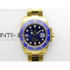 D1공장 롤렉스 서브마리너 옐로우골드 포금 블루다이얼 2836 Submariner 116618 LB D1F Best Edition YG Wrapped Blue Dial on YG Wrapped Bracelet A2836