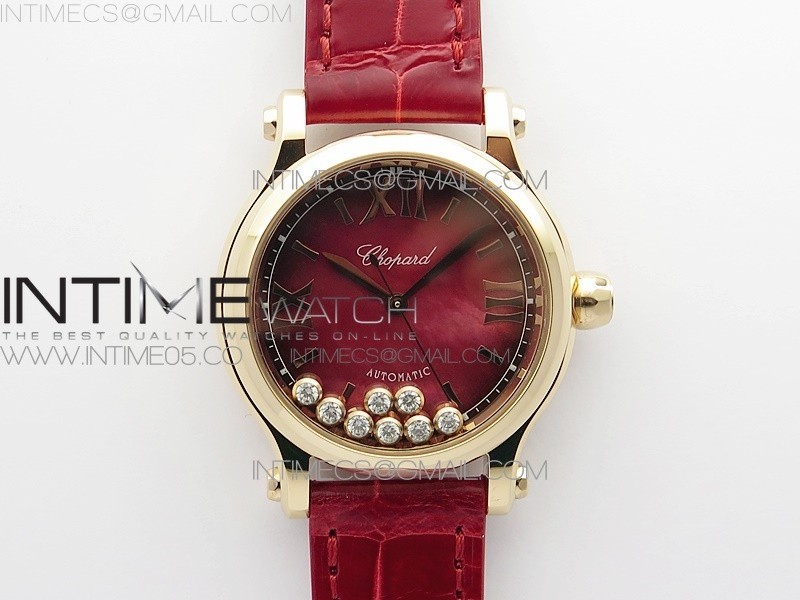 ZF공장 해피스포츠 36미리 로골 레드자개다이얼 가죽스트랩 HAPPY SPORT AUTOMATIC RG 36MM ZF 1:1 BEST EDITION RED MOP DIAL ON RED LEATHER STRAP MIYOTA 9015