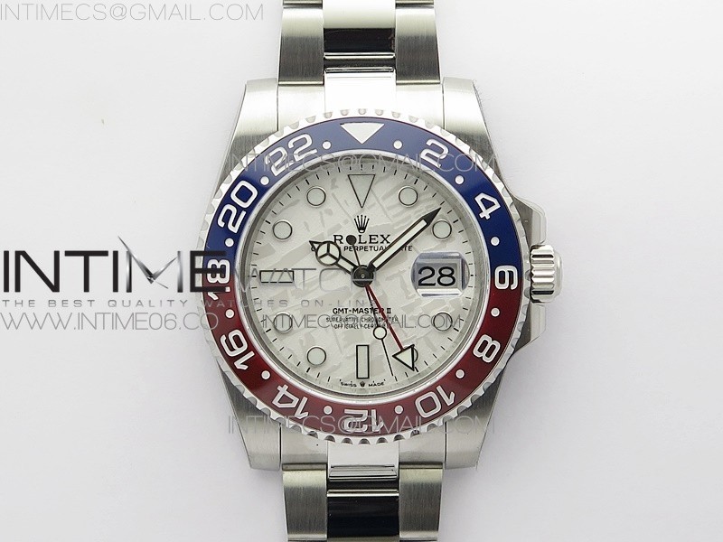 BP공장 롤렉스 GMT마스터2 펩시 화이트운석다이얼 오이스터브레이슬릿 GMT-Master II 116719 BLNR Red/Blue Ceramic 904L BP 1:1 Best Edition White Dial On VR3285 (Correct Hand Stack)