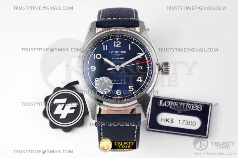 ZF공장 론진 스피릿 데이트 스틸 블루다이얼 가죽스트랩 Longines Spirit SS/LE Blue ZF A2892