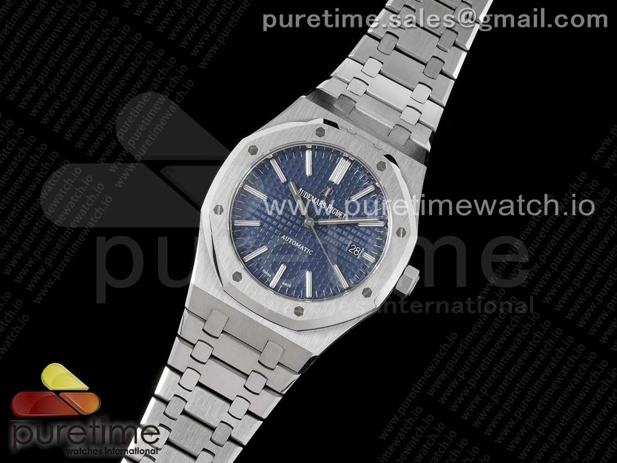 APS공장 오데마피게 로얄오크 15400 스틸 블루다이얼 브레이슬릿 Royal Oak 41mm 15400 SS APSF 1:1 Best Edition Blue Textured Dial on SS Bracelet A3120 Super Clone