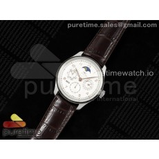 QF공장 IWC 포르투기저 퍼페츄얼캘린더 5033 스틸 화이트다이얼 가죽스트랩 Portugieser Perpetual Calendar SS 5033 QF Best Edition White RG Dial on Brown Leather Strap A52610