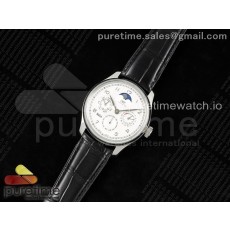 QF공장 IWC 포르투기저 퍼페츄얼캘린더 5033 스틸 화이트다이얼 실버인덱스 가죽스트랩 Portugieser Perpetual Calendar SS 5033 QF Best Edition White SS Dial on Black Leather Strap A52610