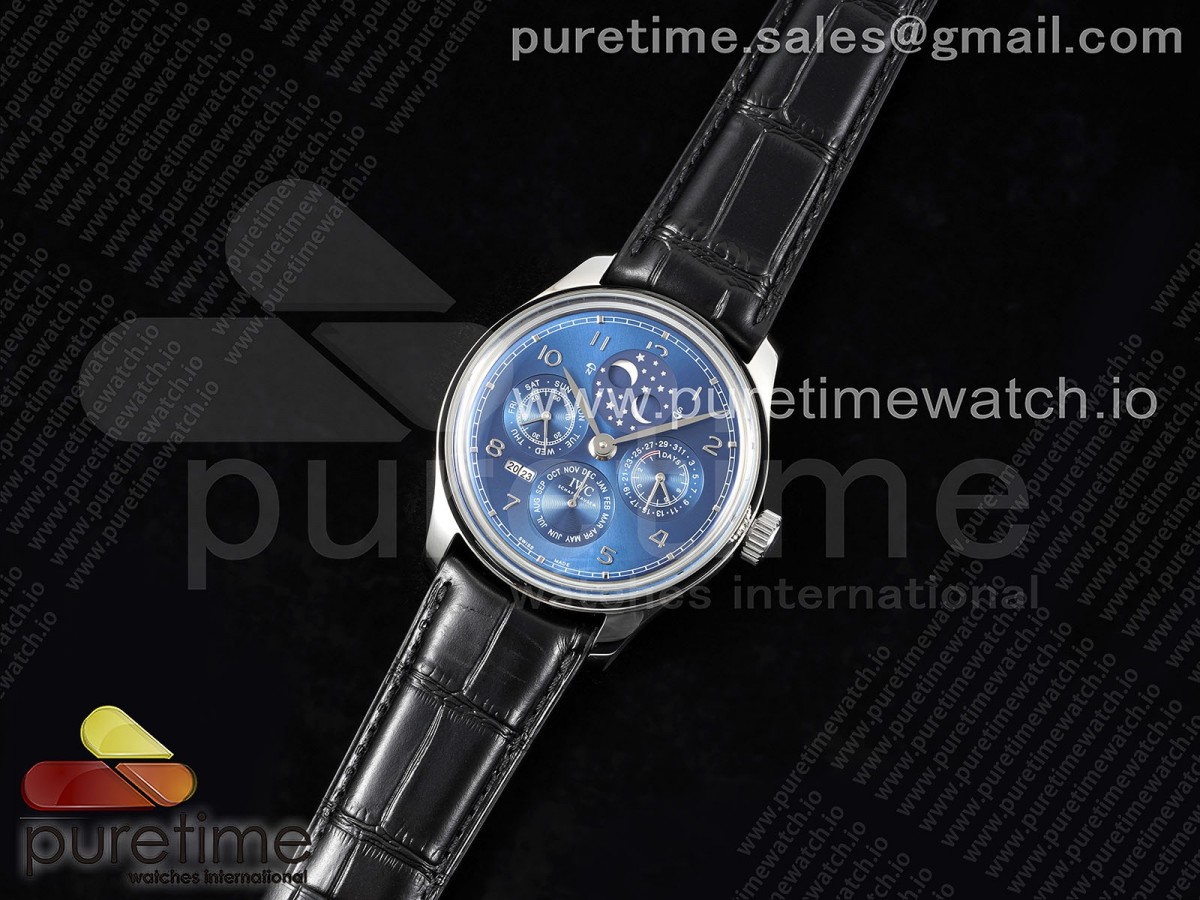 QF공장 IWC 포르투기저 퍼페츄얼캘린더 5034 스틸 블루다이얼 가죽스트랩 Portugieser Perpetual Calendar SS 5034 QF Best Edition Blue Dial on Black Leather Strap A52610