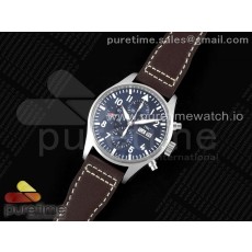 AZ공장 IWC 파일럿 크로노그래프 스틸 블루다이얼 어린왕자에디션 브라운가죽스트랩 Pilot Chrono SS AZF 1:1 Best Edition Blue Dial on Brown Leather Strap A7750