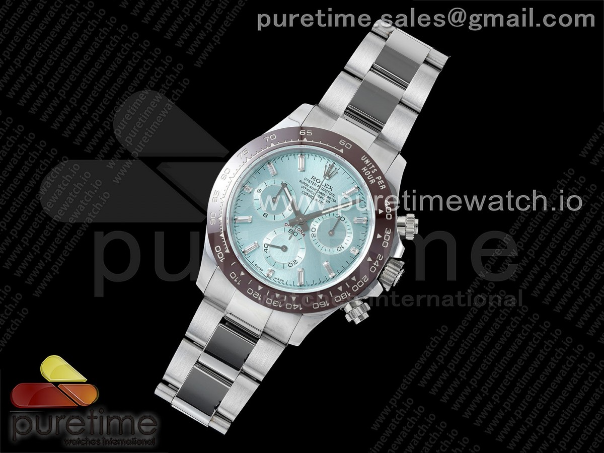 QF공장 롤렉스 스틸 데이토나 아이스다이얼 바게트인덱스 브레이슬릿 Daytona 116506 QF 1:1 Best Edition Ice Blue Dial Crystal Markers on SS Bracelet SH4130 V3