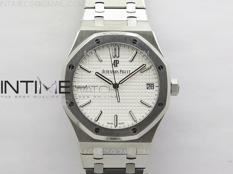 APS공장 오데마피게 로얄오크 15500 스틸 실버다이얼 브레이슬릿 Royal Oak 41mm 15500 SS APSF 1:1 Best Edition Silver Textured Dial on SS Bracelet SA4302 Super Clone