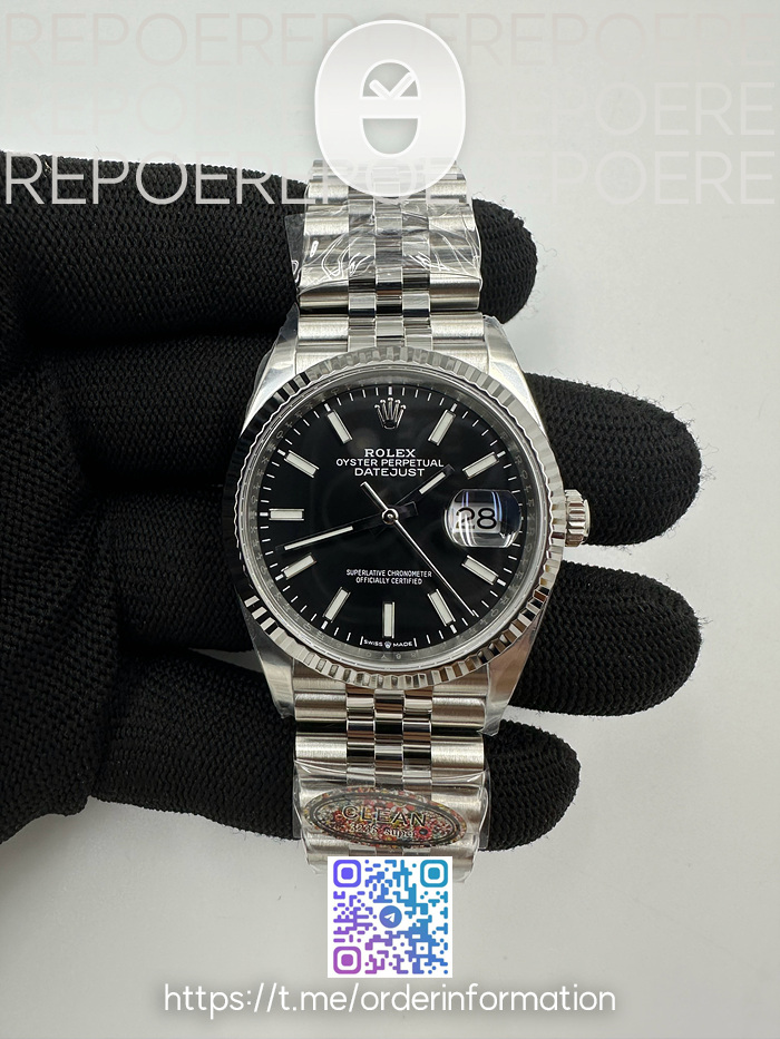 Clean공장 롤렉스 데이저스트 36 블랙다이얼 플루티드베젤 쥬빌레브레이슬릿 DateJust 36 126234 Clean 1:1 Best Edition 904L Steel Black Stick Dial on Jubilee Bracelet VR3235 클린공장