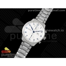 AZ공장 IWC 포르투기저 화이트다이얼 브레이슬릿 3716 Portuguese Chrono IW3716 SS AZF 1:1 Best Edition White Dial Blue Markers on SS Bracelet A69355