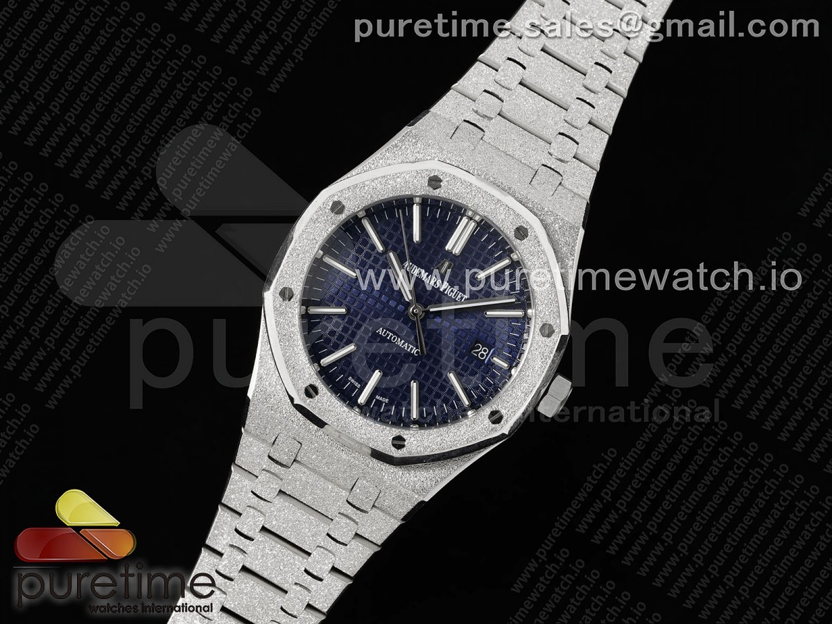 IP공장 오데마피게 로얄오크 15500 스틸 블루다이얼 브레이슬릿 Royal Oak 41mm 15500 Frosted SS IPF 1:1 Best Edition Blue Textured Dial on SS Bracelet SA4302 Super Clone