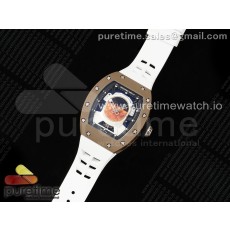 YS공장 리차드밀 RM 52 투르비용 세라믹 퍼렐 윌리엄스 화이트러버스트랩 RM52 Astronaut Tourbillon Brown Ceramic YSF Best Edition on White Rubber Strap