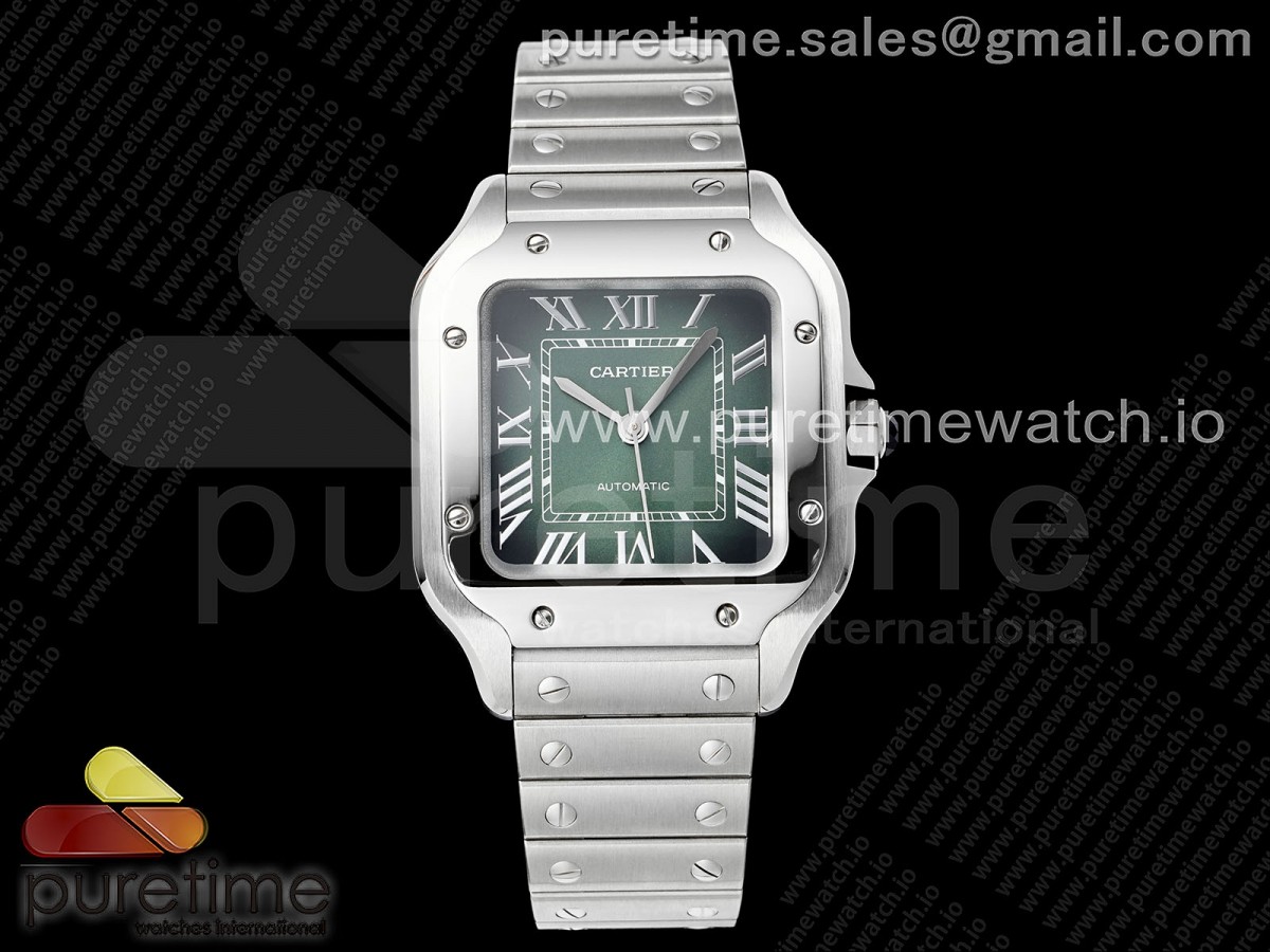 AF공장 까르띠에 산토스 미디움 그린다이얼 브레이슬릿 Santos de Cartier 35mm SS AF 1:1 Best Edition Green Dial on SS SmartLinks Bracelet MIYOTA 9015