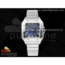 AF공장 까르띠에 산토스 미디움 블루다이얼 브레이슬릿 Santos de Cartier 35mm SS AF 1:1 Best Edition Blue Dial on SS SmartLinks Bracelet MIYOTA 9015