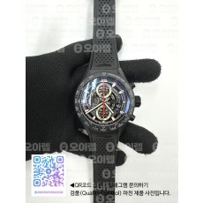 XF공장 태그호이어 카레라 칼리버호이어 크로노그래프 스켈레톤다이얼 블랙러버스트랩 Calibre Heuer 01 Chrono 43mm Ceramic XF 1:1 Best Edition Skeleton Dial Red Hand on Black Rubber Strap A1887