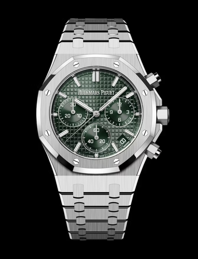 APS공장 오데마피게 로얄오크 크로노그래프 스틸 그린다이얼 브레이슬릿 Royal Oak Chrono 26240 SS APSF 1:1 Best Edition Green Dial on SS Bracelet SA4401 Super Clone