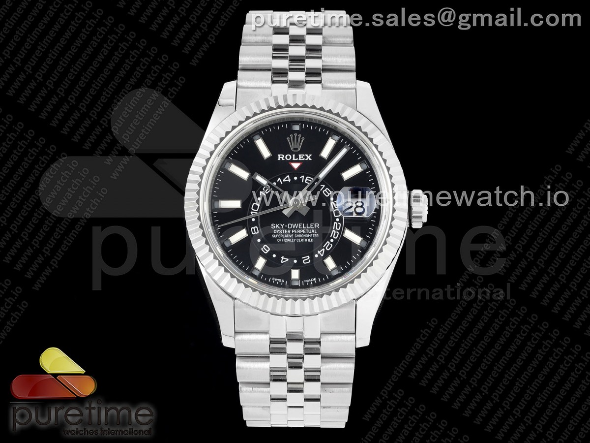 Noob공장 롤렉스 스카이드웰러 스틸 블랙다이얼 쥬빌레브레이슬릿 Skydweller SS Noob Best Edition Black Dial on SS Jubilee Bracelet A23J 눕